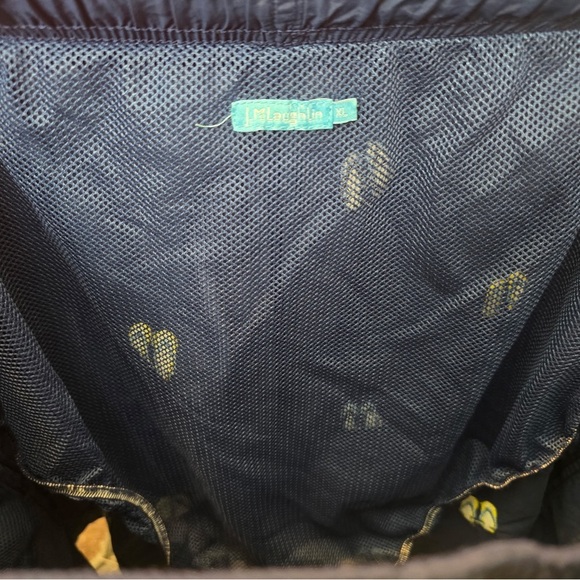 J McLaughlin Men’s Swim Trunks Size XL Navy Embroidered Flip Flops EUC Pockets - Picture 3 of 6